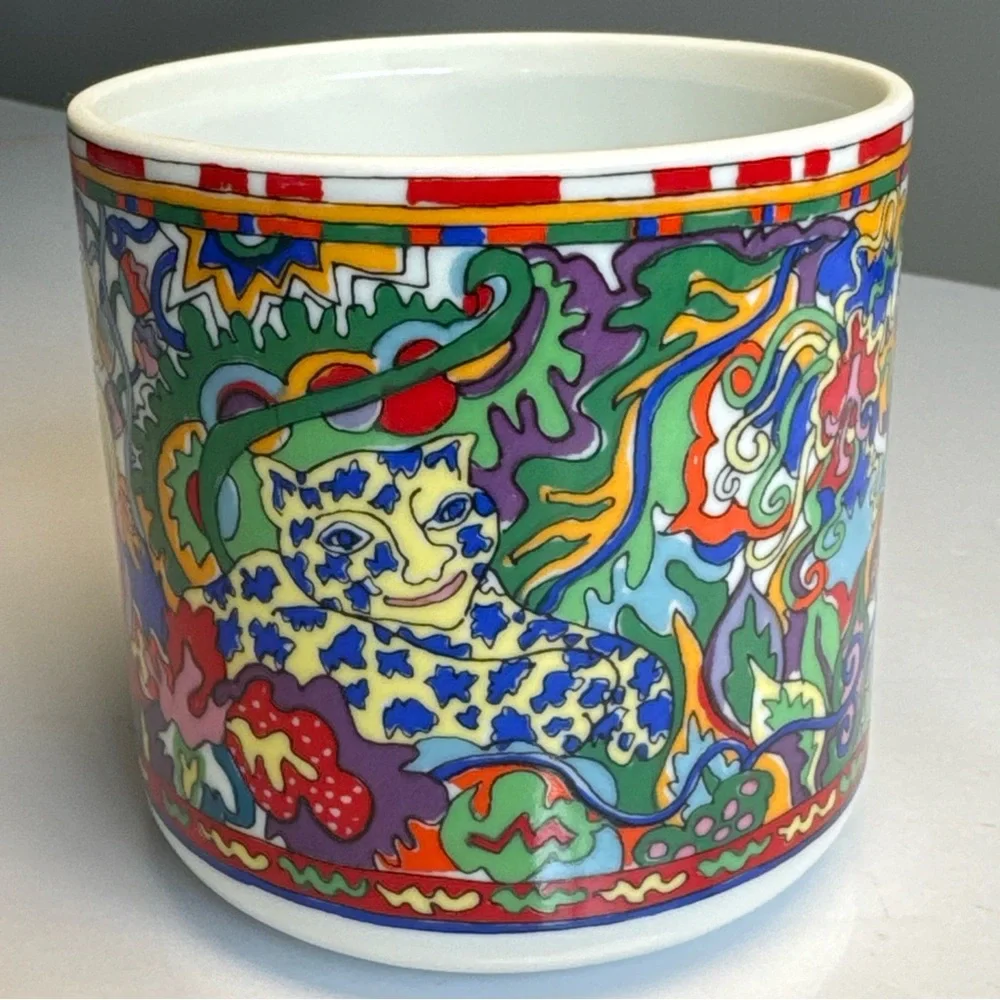 Vintage‎ 1970s Ceramic Yves Saint Laurent Rive Gauche Vanity Jar NO LID Abstract